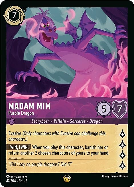 Madam Mim - Purple Dragon (Legendary) - Rise of the Floodborn 47/204 - Disney Locarcana